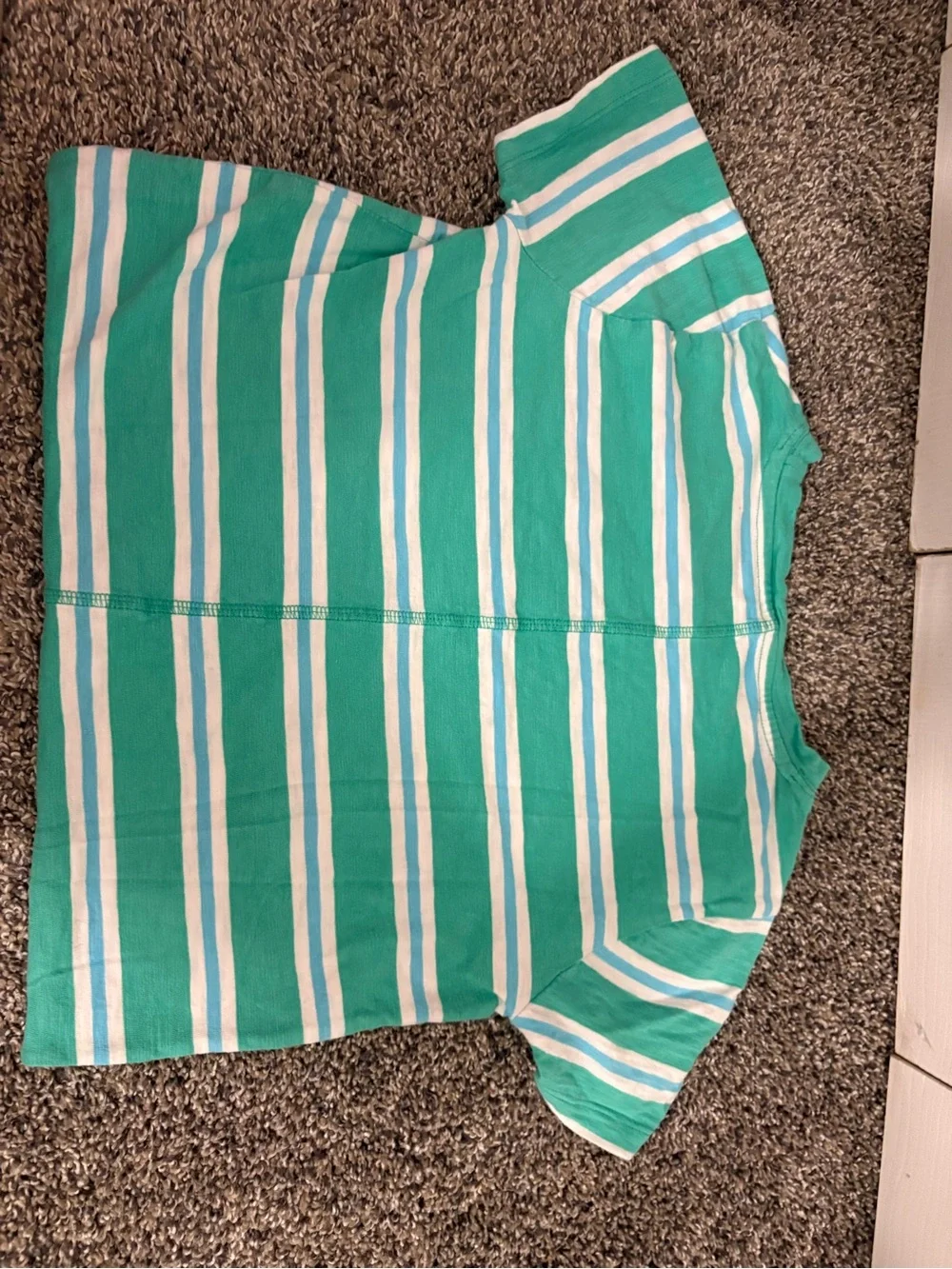 J. Crew Women’s Teal & White Striped Short-Sleeve Tee - Picture 3 of 5